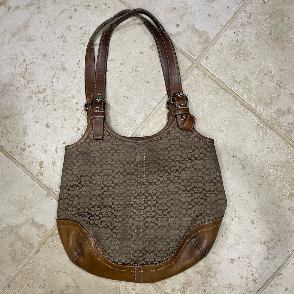 Monogram coach shoulder purse